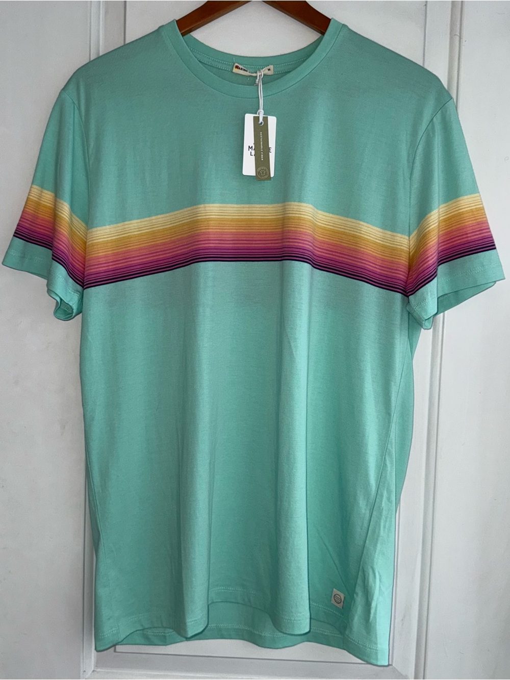 Marine Layer Signature Crew Cotton/Modal Stripe Tee in "Ocean Wave" - NWT - Picture 3 of 8